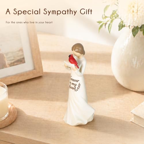 Cardinal Angel Resin Figurine Gift for Women, Sympathy Gifts for Loss of Loved One, Memorial for Mantel or Shelf Decor, Girl Holding Letter with Both Hands, Gift-Ready Keepsake - style: Girl Holding Letter