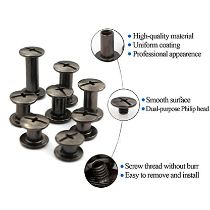 120Pcs Black Chicago Screws Assorted Kit 8Size Gun Metal Leather Rivets 3/16" Screw Rivet Phillip Head Book Binding Posts Nail Rivet Chicago Bolt for DIY Leather Craft (M5x4/5/6/7/8/10/12/15) - size: Gun Metal-4,5,6,7,8,10,12,15
