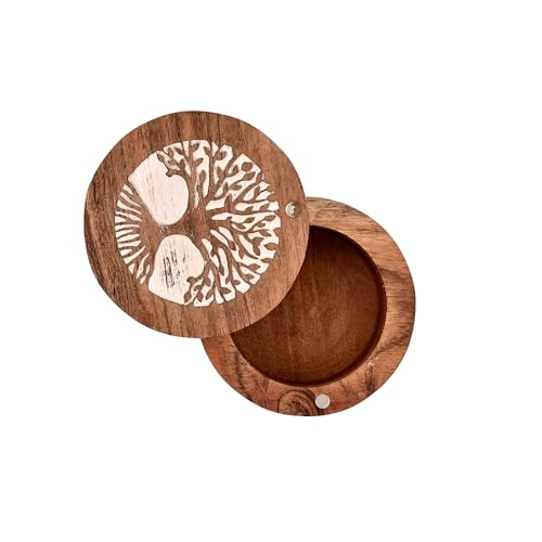 Samhita Wooden Tree of Life Keepsake Box for Human & Pet Ashes - Cat & Dog Urn (3.5" x 3.5" x 2.5")