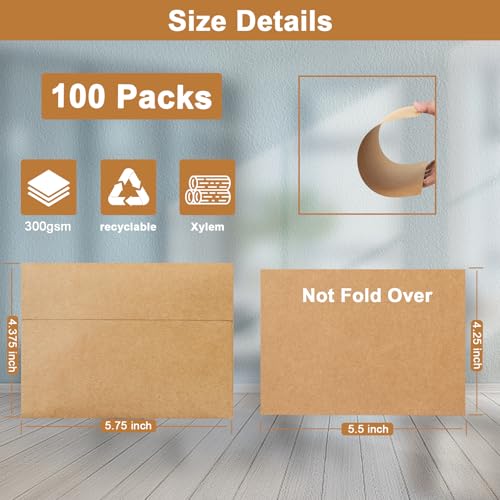 Silunkia 100 Packs Brown Single Panel Cards and Envelopes 4.25 x 5.5 - color: Brown, size: 4.25x5.5-100pcs