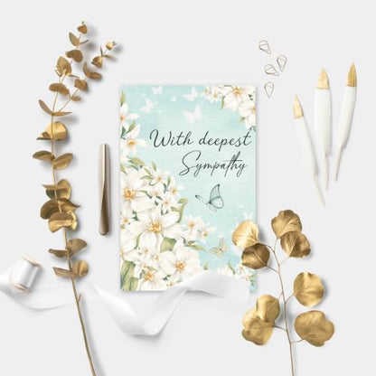 Sympathy Card with Printed Message Inside, Condolence Card for Loss of Loved One, Heartfelt Thinking of You Cards, Bereavement Gift for Family Friend Coworker - color: Deepest Sympathy