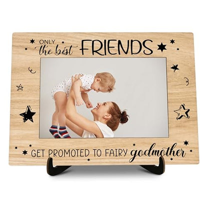 Godmother Pictures Frame, Fairy Godmother Photo Frame With Stand, Godmother Gifts From Godchild, Farmhouse Home Living Room Bedroom Office Decoration -A44, Rustic - color: Godmother