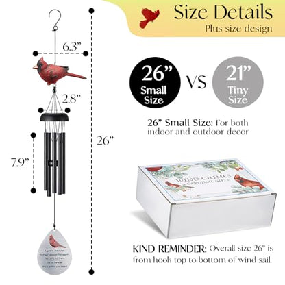 Cardinal Memorial Wind Chimes for Outside, Sympathy Gifts for Loss of Loved One, Ideal Funeral Bereavement Gifts for Loss of Mom and Dad
