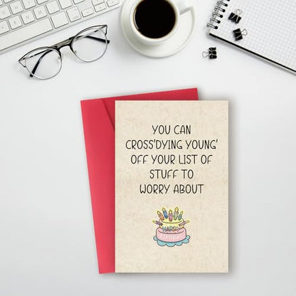Funny Birthday Card, Humorous Greeting Card for Men Women, 50th 60th Birthday Gift, Red, 8x5.3 inches - color: WX-096
