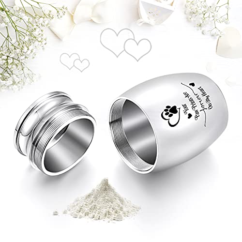 Small Dog Paw Keepsake Urn - Mini Cremation Urn for Pets - 1.57 Inches - Your Paw Prints are Forever On My Heart - color: Silver