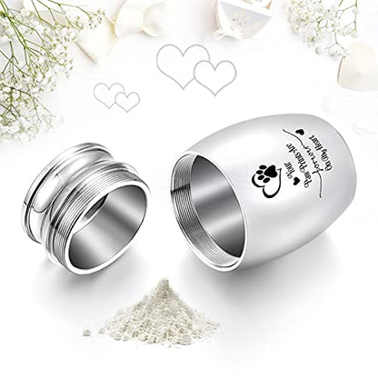Small Dog Paw Keepsake Urn - Mini Cremation Urn for Pets - 1.57 Inches - Your Paw Prints are Forever On My Heart - color: Silver