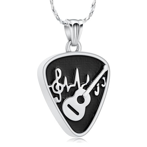 Imrsanl Guitar Pick Cremation Urn Necklace for Ashes - color: Silver-Guitar Pick