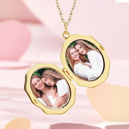18K Gold Cross Locket Necklace for Women Holds Photo Necklace with Personalized Picture Necklaces Pendant 18 Inch Birthday Mother's Day for Women - color: Gold Cross