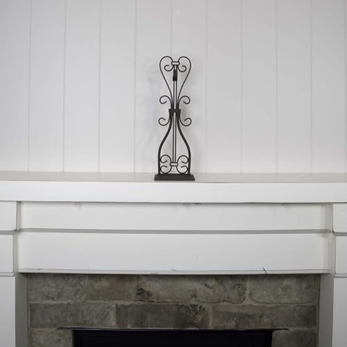 Fireplace Mantel Wreath Hanger, Adjustable Height Christmas Wreath Stand | Elegant Telescoping Artificial Wreath Hook, Padded, Durable Cast Iron