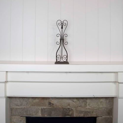 Fireplace Mantel Wreath Hanger, Adjustable Height Christmas Wreath Stand | Elegant Telescoping Artificial Wreath Hook, Padded, Durable Cast Iron