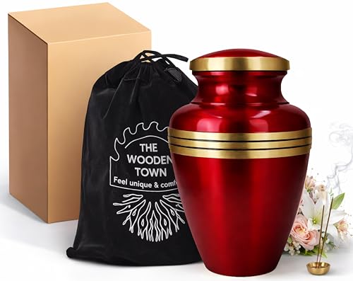 Urns Human Ashes Adult Male/Female,Creamation Urn for Human Ashes Adult Man/Women,200+ Cubic Inch Capacity,Decorative Burial Urn, Funeral Cremation Urns_ Avlon 10x7 Crimson Red Gold - color: Crimson Red Gold, size: Avlon 10x7