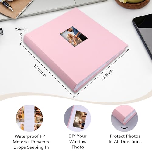 Photo Album 4x6 Vertical 600 Photos with Writing Space, Pink - color: Pink