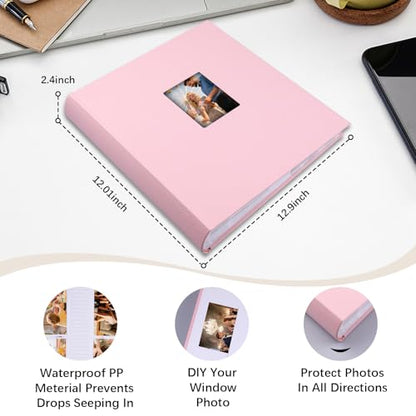 Photo Album 4x6 Vertical 600 Photos with Writing Space, Pink - color: Pink