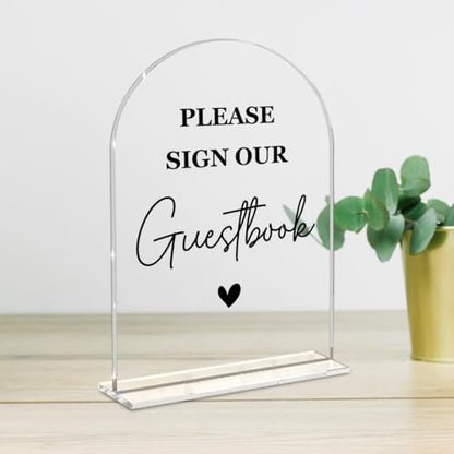 Acrylic Wedding Signage, Please Sign Our Guest Book Table Sign, Photo Guest Book for Bridal Shower & Gift Party, 5x7 Inches Acrylic666 - color: Guestbook, size: 5x7