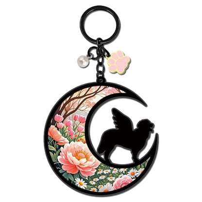 Dog Memorial Gifts for Loss of Dog Angel on Moon | Sympathy Gift Pet Memorial Gifts for Dog Bereavement Condolences Gift for Loss Dogs Bereavement Keychain