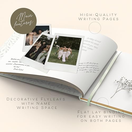 Elegant Guest Book with 100 Blank Pages — White Linen Gold-Foiled Guestbook to Sign for Special Events: Wedding, Baby Shower, Birthday Party — Hardcover Guest Book to Insert Photos & Polaroids - size: No Date