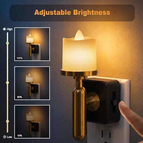 JandCase Candle Night Light, Night Lights Plug into Wall - color: Candle-3000K（Glass）, size: 1 Pack