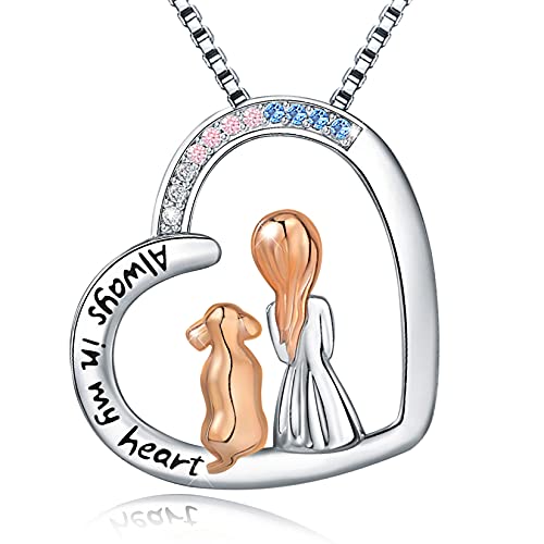 Sterling Silver Cat Necklace Jewelry Memorial Gifts for Cat Lovers | Cat Pendant Necklace ，Cute Dainty Animal Remembrance Jewelry Birthday Gifts for Cat Mom Her Women - style: Love heart dog necklace