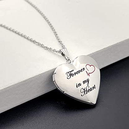 YOUFENG Love Heart Locket Necklace that Holds Pictures Polished Lockets Necklaces Birthday Gifts Unicorn - color: LoveHeart