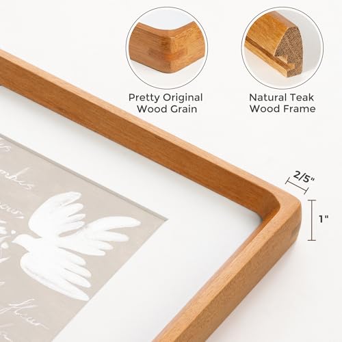 Heimlove 13x19 Picture Frames Natural Teak,Original Wood Hand Make Crafted Certificate Frame with Mat to 11x17 Graduation Picture Display,Family Picture,Wedding Picture,Diploma,Photo Wall Mounted - color: Natural Teak, size: 13"x19"|mat to 11"x17"