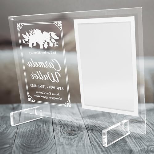 Basic Fundamentals 11.75"x9.75" Custom Glass Picture Frame for 5x7 Photo, Personalized Memorial Picture Frame, In Loving Memory Picture Frame and Celebration of Life Decorations (Design 2)