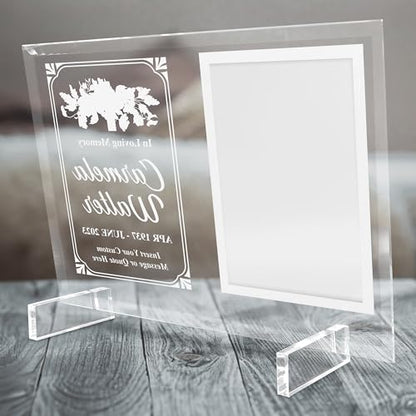 Basic Fundamentals 11.75"x9.75" Custom Glass Picture Frame for 5x7 Photo, Personalized Memorial Picture Frame, In Loving Memory Picture Frame and Celebration of Life Decorations (Design 2)