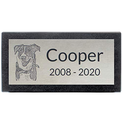 PlaqueMaker Stainless Steel and Granite Memorial Headstone - Markers for Lost Family Members, Infants, Loved Ones, Friends, Dogs, Cats, and Other Family Pets. (8 x 4 x 1) - size: 8 x 4 x 1"