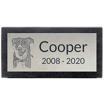 PlaqueMaker Stainless Steel and Granite Memorial Headstone - Markers for Lost Family Members, Infants, Loved Ones, Friends, Dogs, Cats, and Other Family Pets. (8 x 4 x 1) - size: 8 x 4 x 1"