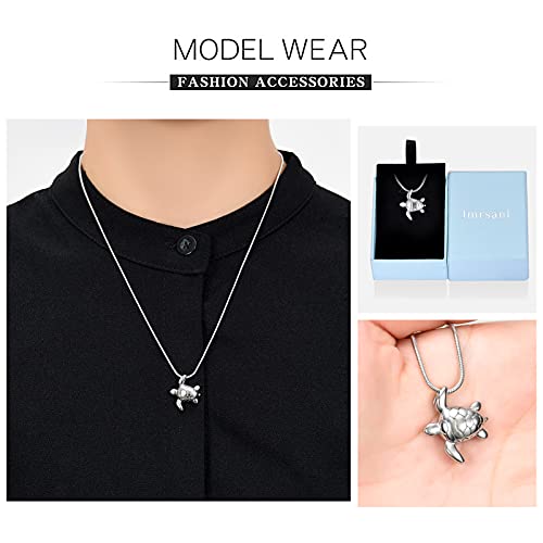 Imrsanl Sea Turtle Cremation Jewelry for Ashes Urn Necklace of Loved One - color: Silver