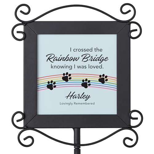 Let's Make Memories Personalized Pet Memorial Garden Stake - Over The Rainbow Bridge - Dog Memorial - color: Over The Rainbow