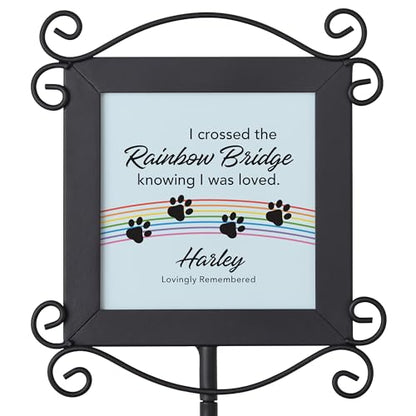 Let's Make Memories Personalized Pet Memorial Garden Stake - Over The Rainbow Bridge - Dog Memorial - color: Over The Rainbow