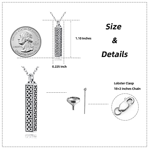 Sterling Silver Flower Tree Life Cremation Urn Necklace for Women - color: Bar *Celtic Sty2