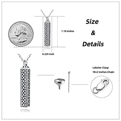 Sterling Silver Flower Tree Life Cremation Urn Necklace for Women - color: Bar *Celtic Sty2