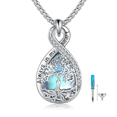 Urn Necklace for Ashes Blue opal Cremation Necklace Keepsake Memory Jewelry for Ashes of Loved Ones Keepsake - style: Moonstone