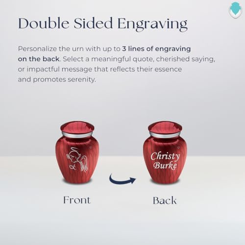 Geturns Embrace Keepsake Personalized Angel Cremation Urns for Human Ashes I Pearl Candy Red Funeral Urn for Men and Women with Double Side Engraving I 3.5 lbs - color: Pearl Candy Red