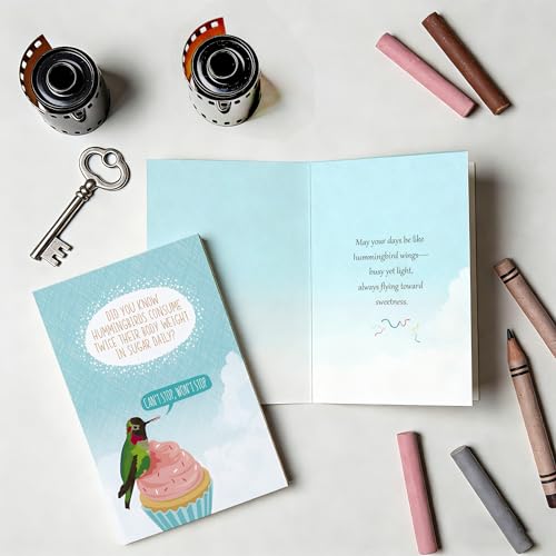 Funny Hummingbird Birthday Card - Humorous & Inspirational Design, Sweet Gift for Sweet-Toothed Friends, Family & Coworkers - color: QY-39