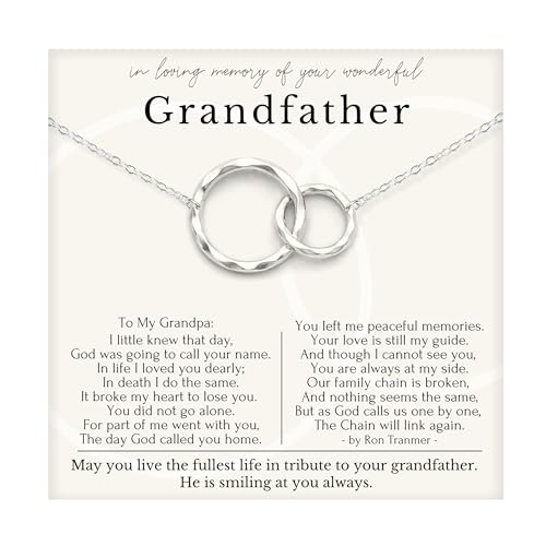 HOPE LOVE SHINE Sympathy Gift for Loss of Loved One - Remembrance, Bereavement, Memorial Necklace, Jewelry 16+2", 14k Gold Plated Sterling Silver - color: Sterling Silver, style: GRANDFATHER