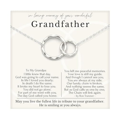 HOPE LOVE SHINE Sympathy Gift for Loss of Loved One - Remembrance, Bereavement, Memorial Necklace, Jewelry 16+2", 14k Gold Plated Sterling Silver - color: Sterling Silver, style: GRANDFATHER