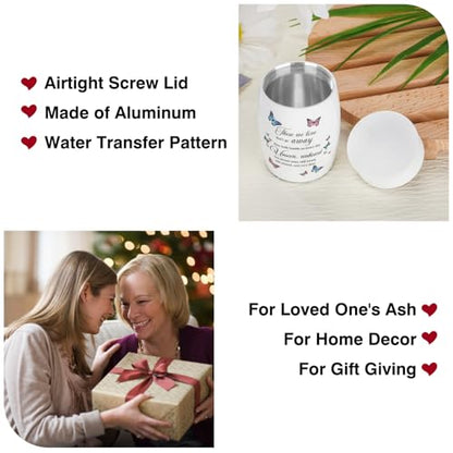 SOITIS Decorative Urn for Ashes – Elegant Butterfly Memorial Keepsake, 27" White Aluminum Funeral Urn, Small Keepsake for Human Ashes, Cremation Mini Urn for Women Men