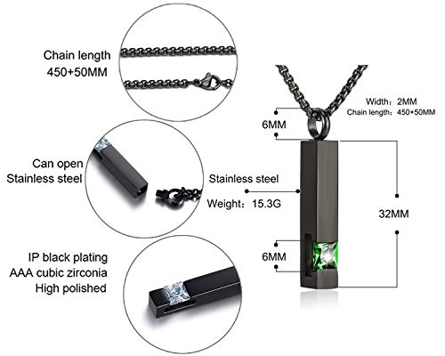 YOUFENG Urn Necklaces for Ashes Birthstone Cube Urns for Human Ashes Memorial Cremation Urn Locket Keepsake Ashes Jewelry - style: May