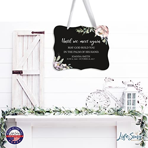 LifeSong Memorials Personalized 8x6x0.125 Wooden Wall Hanging Ribbon Sign for Loss of Loved One Until We Meet Again Sympathy Comfort Funeral Bereavement Keepsake (Black) - color: Black
