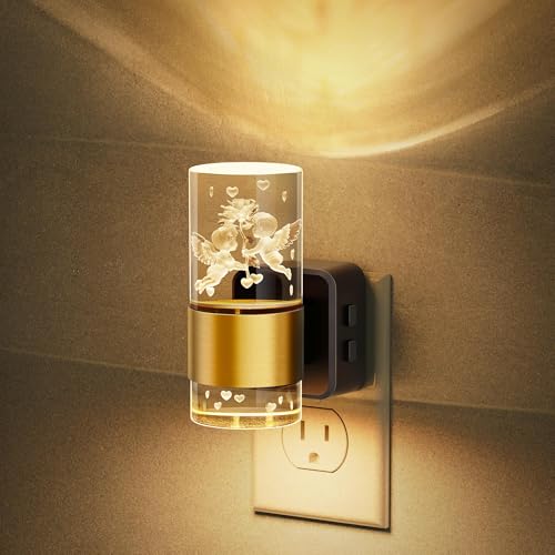 JandCase Night Lights Plug into Wall, Angel Night Light - color: Gold-Angel, size: 1 Pack