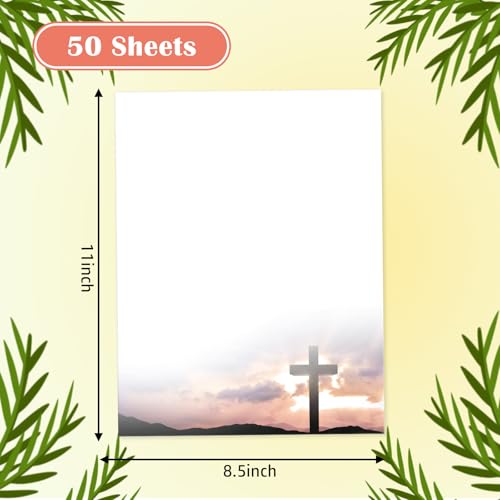 Ceiba Tree 50 Sheets Religious Stationery Letterhead Paper | Easter Decorative Printable Letter, Christian Writing Paper, Communion, Wedding, Baptism, Printing Party Invitations