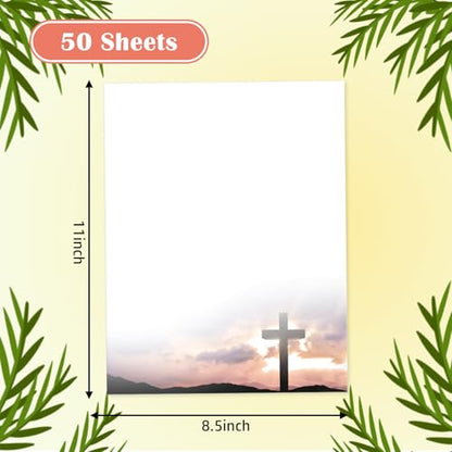 Ceiba Tree 50 Sheets Religious Stationery Letterhead Paper | Easter Decorative Printable Letter, Christian Writing Paper, Communion, Wedding, Baptism, Printing Party Invitations