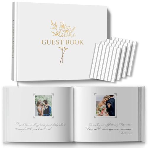 Wedding Guest Book for Your Wedding Reception - Elegant Guestbook with Table Sign to Sign in and Add Polaroid Photos -Baby Shower Guest Book for The Special Day,Cream - color: Cream, size: All Blank