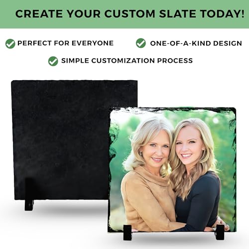 Personalized Photo Rock Slate Frame - Custom Stone Plaque Picture Frame - Mother's Day - Personalized Gift for Mom - Grandma Gift - Mother in Law Gifts - For Wife, New Mom Birthdays, Christmas - color: Mom-Slate