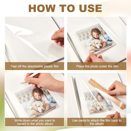 Jetec 5 Pcs 11 x 10.6 Inch Large Photo Album Self Adhesive, Beige | 40 Blank Pages, Photo Scrapbook, DIY Linen Cover Album with 5 Pcs Metallic Pen, Wedding Family Baby Travel Memory Pictures - color: Beige