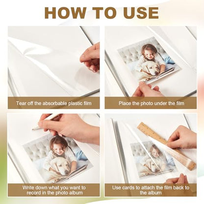 Jetec 5 Pcs 11 x 10.6 Inch Large Photo Album Self Adhesive, Beige | 40 Blank Pages, Photo Scrapbook, DIY Linen Cover Album with 5 Pcs Metallic Pen, Wedding Family Baby Travel Memory Pictures - color: Beige