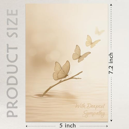 Cheerin Sympathy Card with Envelope - Bereavement Card for Loss of Loved One - Butterfly Theme Condolences Cards for Funeral or Memorial 5x7 Inch - style: BUTTERFLY