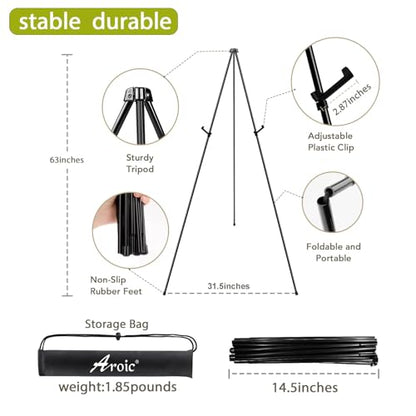 AROIC 63 "Easel Stand for Display, 6 Pack Portable Foldable Metal Easel | Signs Wedding Logos ,Arts, Painting,Adjustable Floor Easels with 6 Storage Bag - style: 6P